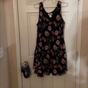 Floral Black Sleeveless Dress
